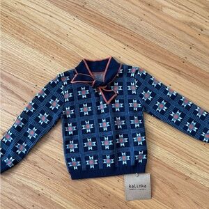 Kalinka Navy Geometric Sweater